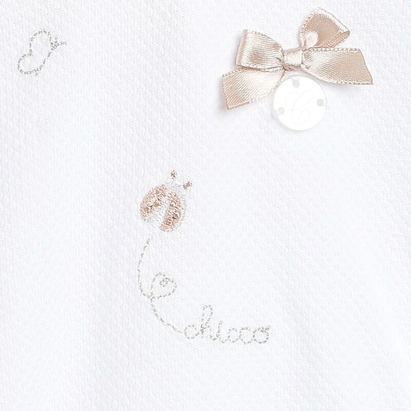 Girls White Embellished Short Sleeve Rompers image number 5